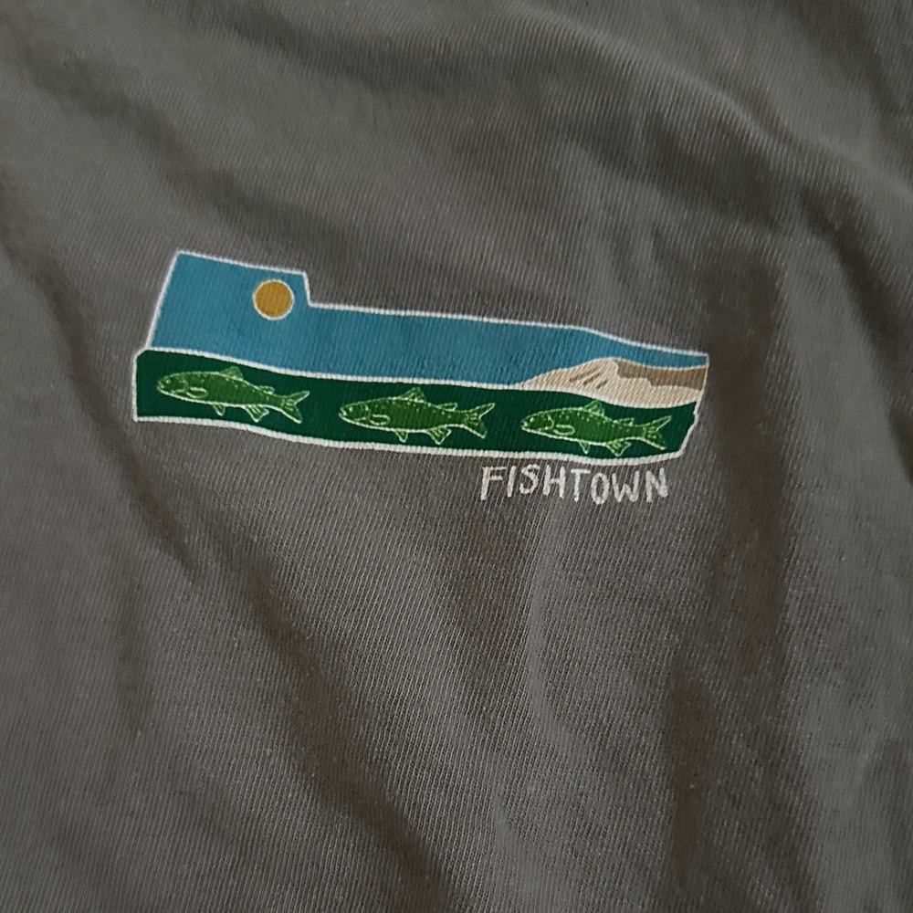 Gray Fishtown Leland, Michigan long sleeve tshirt